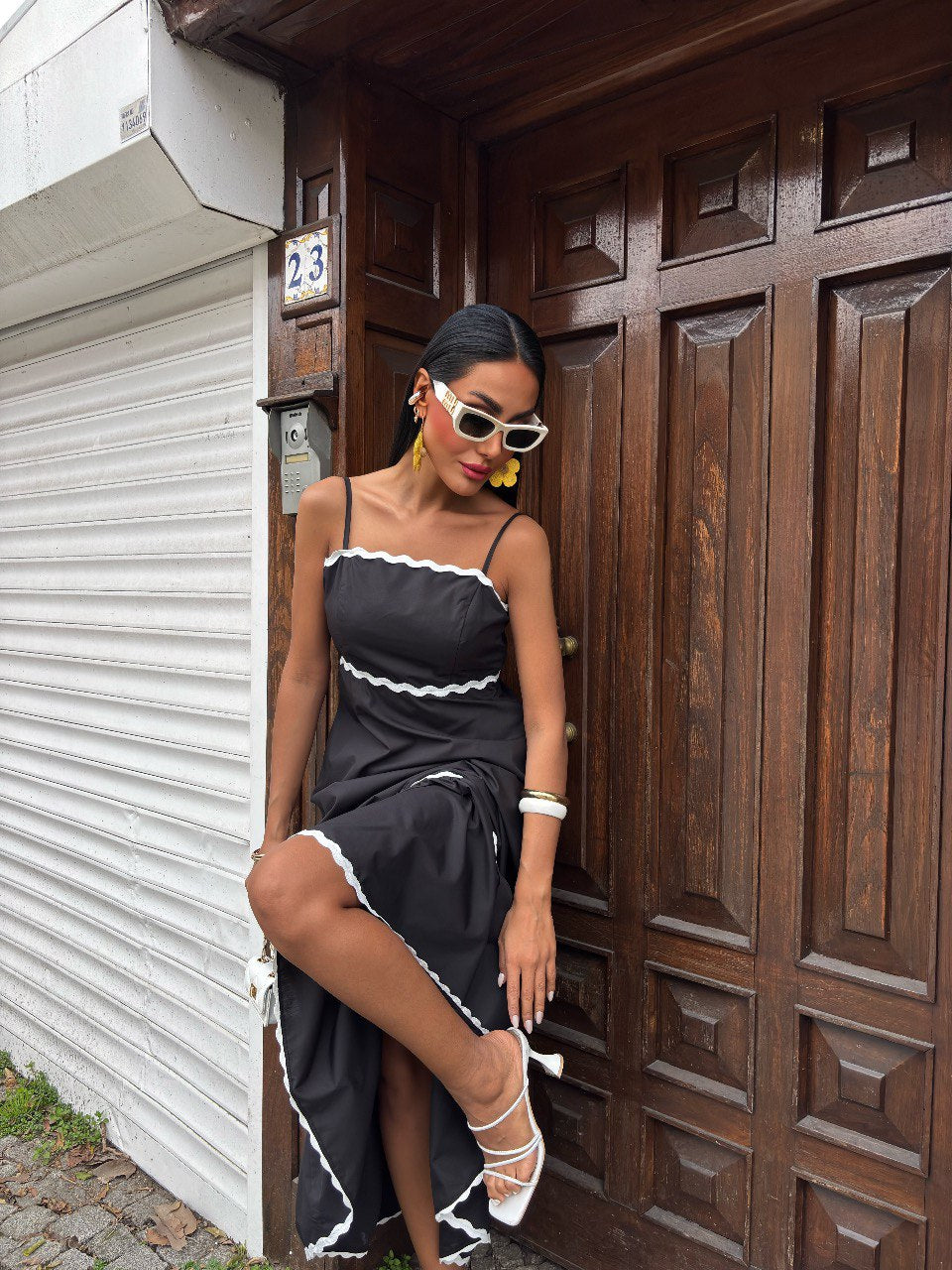 Women's Summer Spaghetti Strap Dress A-Line Sleeveless Maxi with Tiered Design and Rac Trim - Comfort, Womenswear, Minimalist, Basic Casual
