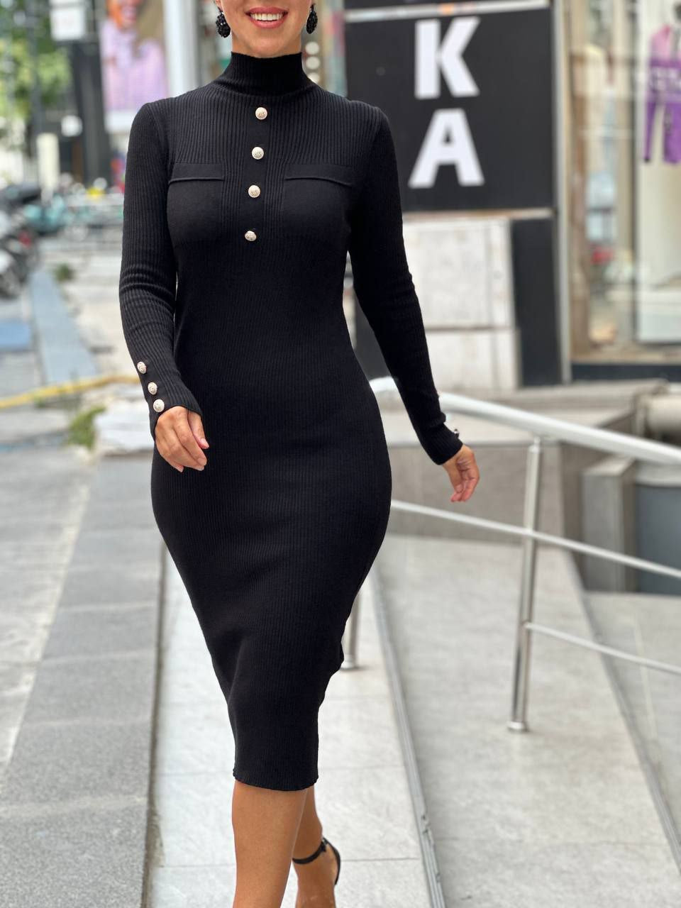 Casual Women's Red Stretchable Ribbed Knit Midi Dress - Slim Fit, Standard Sizes - Womenswear Casual Wear