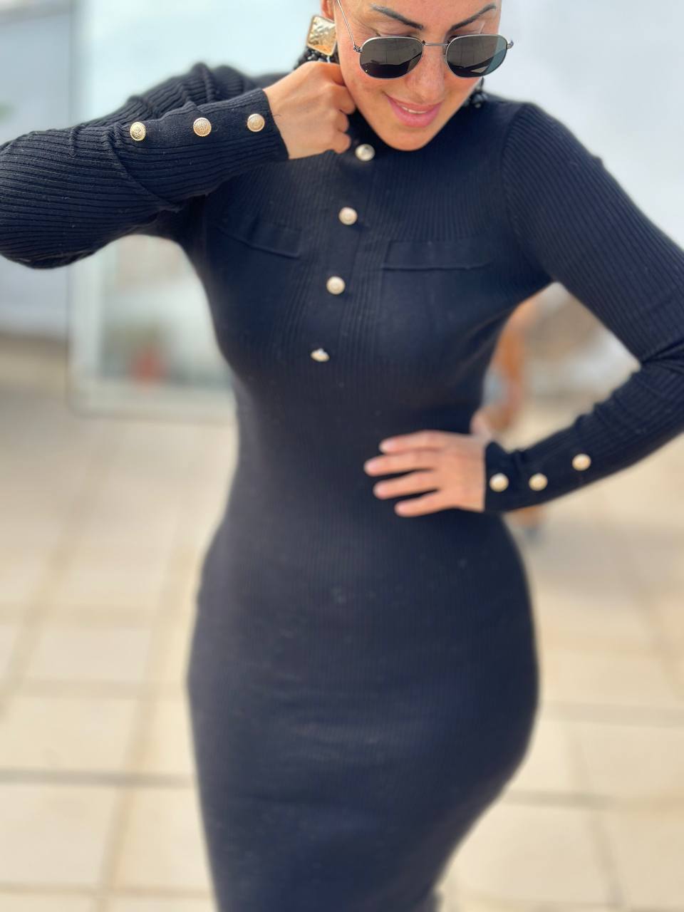 Casual Women's Red Stretchable Ribbed Knit Midi Dress - Slim Fit, Standard Sizes - Womenswear Casual Wear
