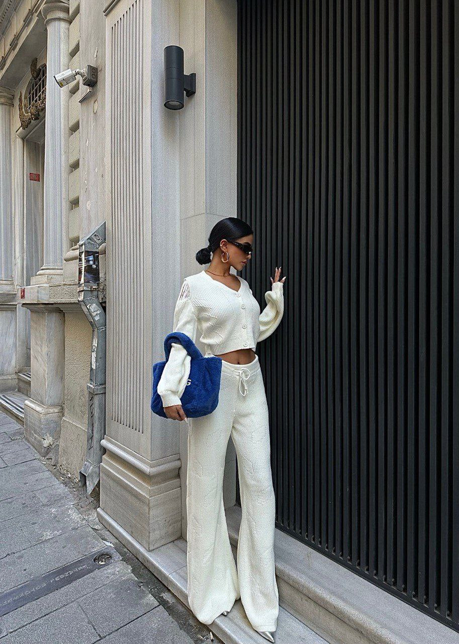 Women’s Two-Piece Set with Tassel Sleeves and Fringe Wide-Leg Pants